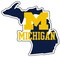 R and R Imports Michigan Wolverines 4 Inch State Shape Vinyl Decal Sticker